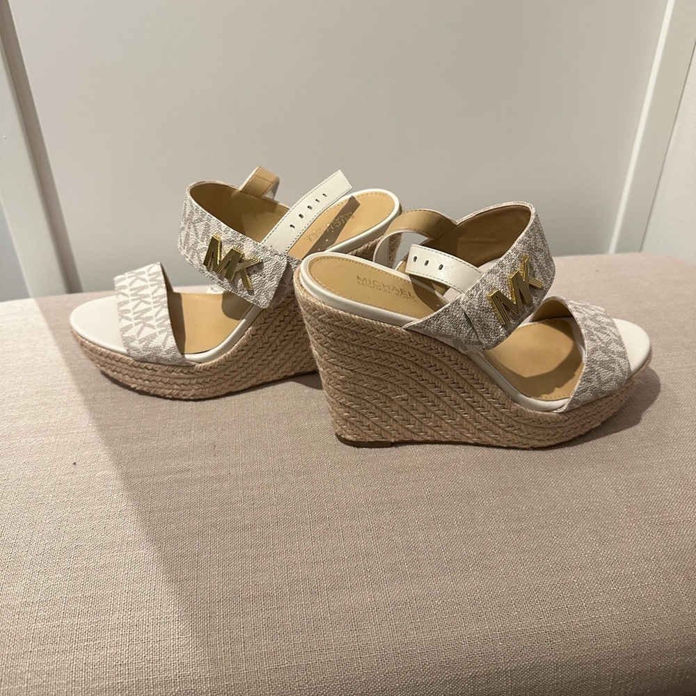 Michael Kors Gold and Cream Wedge Sandals